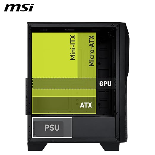MSI MAG Forge 130A Airflow - Mid-Tower PC Case - High Airflow, ATX Capacity, 240 mm Radiator, Four Pre-Installed Auto-RGB Fans, Tempered Glass Side Panel - Black