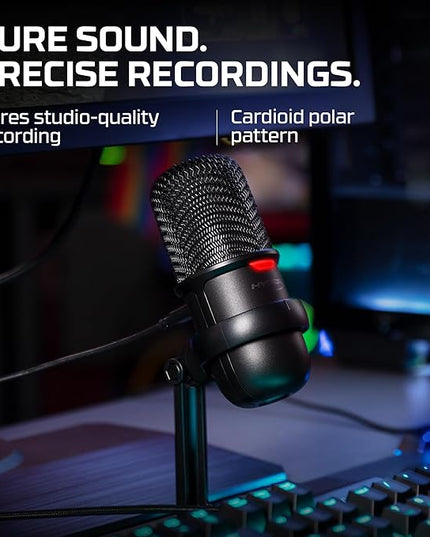 HyperX Solocast-USB Condenser Gaming Unidirectional Microphone,for Pc,Ps4,and Mac,Tap-to-Mute Sensor,Cardioid Polar Pattern, Black (4P5P8AA)