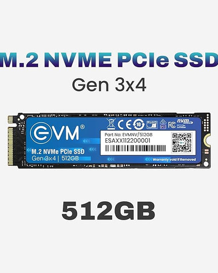 EVM 512GB NVMe Gen 3x4 Internal SSD (2280) – Upto 3500MB/s Read & 2800MB/s Write | PCIe 3.0 M.2 Solid State Drive for Gaming, Laptops & Desktops | Shock Resistant & 5-Year Warranty (EVMNV/512GB)