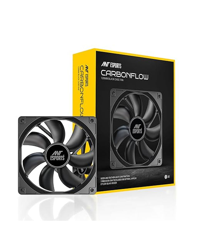 Ant Esports Carbonflow 120mm Case Fan - Black, High Static Pressure, PWM Control, 1300 RPM, 40.0 CFM Airflow