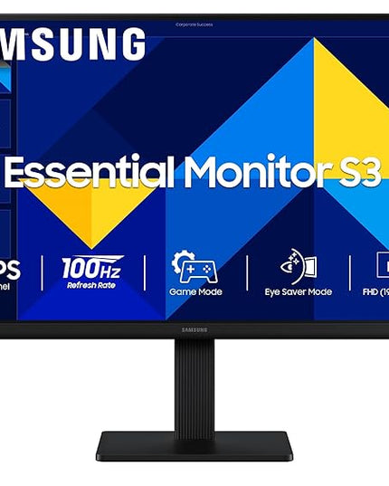 Samsung 27" (68.6 cm) S3 Flat Monitor|Super Slim Borderless Design|IPS Panel|FHD 1920 x 1080|100 Hz|5 ms|Ports-HDMI,VGA|Game Mode||Eye Saver Mode||Wall Mountable|LS27D300GAWXXL|Black