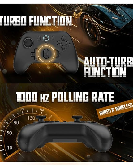Cosmic Byte Blitz Wireless + Wired Controller for PC, Hall Effect Joystick & Triggers, 1000Hz Polling Rate, Adjustable Vibration, Turbo & Auto Turbo (Black)