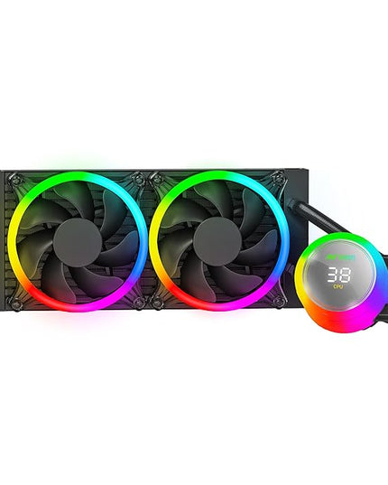 Ant Esports ICE Chroma 240 ARGB 240mm ARGB Liquid Cooler/AIO with CPU Temperature Display - Black | Support Intel & AMD CPU Socket AM5, AM4, AM3, LGA1700, 1200, 2066, 1151 | Evaporation-Proof Tubing