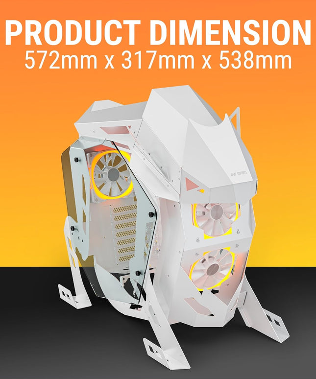 Ant Esports Cypher G5 Mid-Tower ATX Computer Case/Gaming Cabinet - White | Support, Micro-ATX, Mini-ITX | Pre-Installed 5 ARGB-PWM Remote Controlled Fans