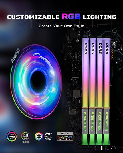 Acer Predator Vesta II DDR5-6000MHz 32GB (2X 16GB) CL30 Memory DDR5 RGB Series (PC-48000) Intel XPM 3.0 ADM Expo Memory Kit BL.9BWWR.327