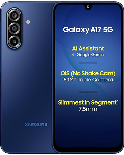 Samsung Galaxy A17 5G (Blue, 8GB RAM, 128GB Storage) | 50 MP No Shake Camera | Gemini Live | Circle to Search | Super AMOLED | Corning Gorilla Glass Victus | 7.5mm Sleek | AI