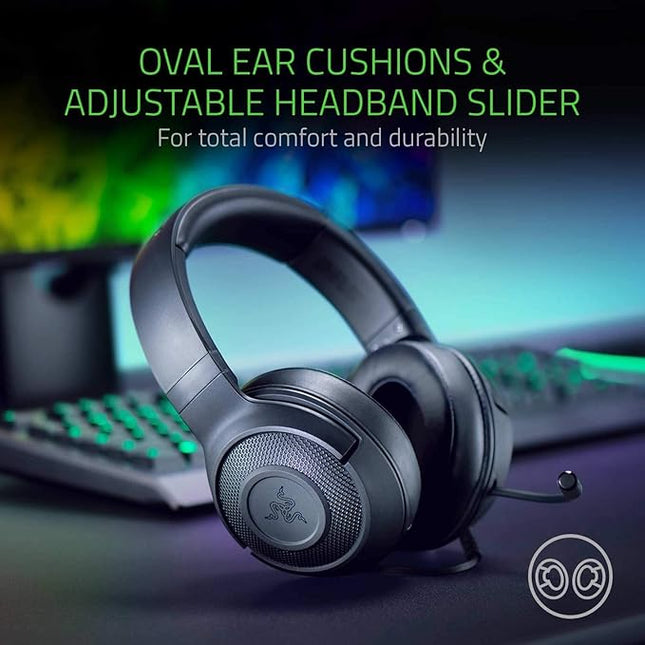 Razer Kraken X Lite Ultralight Gaming Headset: 7.1 Surround Sound Capable - Lightweight Frame - Bendable Cardioid Microphone - for PC, Xbox, PS4, Nintendo Switch - Classic Black