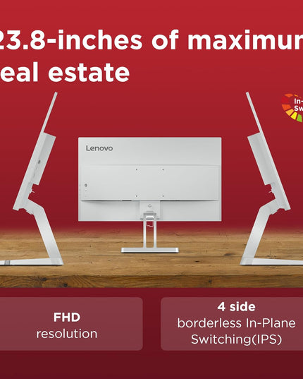 Lenovo L24-4C| 24 Inch (60.96cm) Ultraslim PC Monitor, IPS, FHD 1920x1080, 144Hz, 99% sRGB, 1ms, 2x3W Speakers, HDMI, Display Port, Audio Out Port, AMD FreeSync,Eyesafe, Bezel-Less, VESA Mount, Grey
