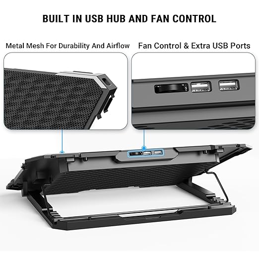 Ant Esports NC230 RGB Gaming Notebook Cooler, 10" - 17" + Gaming Laptop Cooling Pad for PC + USB Powered Fan + Very Stable and Silent + Compatible Mac and PS5/PS4