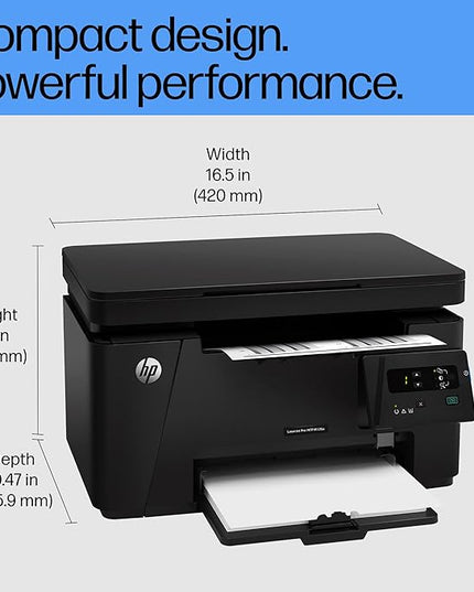 HP LaserJet Pro MFP M126a, Print, Copy, Scan, Hi-Speed USB 2.0, Up to 21 ppm, 150-sheet Input Tray, 100-sheet Output Tray, 8000-page Duty Cycle, 700-page Yield, Black and White, CZ174A