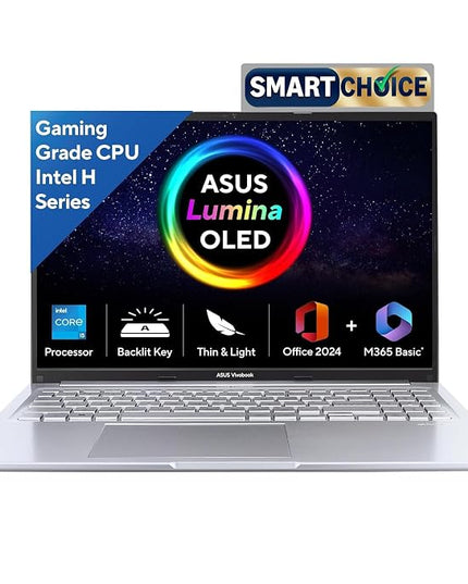 ASUS Vivobook 16,Smartchoice, 13th Gen, Intel Core i5-13420H,16GB RAM,512GB SSD,FHD, OLED,Win 11,M365 Basic (1Y),Backlit Keyboard,Office 2024,Silver,1.88 kg,X1605VA-SH1952WS, Thin & Light Laptop