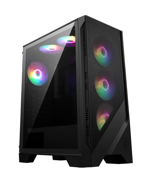 MSI MAG Forge 120A Airflow Premium Gaming PC Case: Auto RGB Fan, Vertical GPU Bracket, Side Air Vents, 360mm Radiator Support, 4mm Thick Tempered Glass, Supports Up to 8 Fans