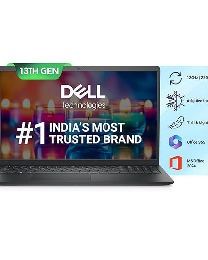 Dell DC 15250 Thin & Light Laptop, 13th Gen Intel Core i5-1334U Processor, 8GB, 512GB SSD, 15.6" (39.62cm) FHD Display, Standard Keyboard, Win 11+MSO'24 & 15 Month McAfee, Carbon Black, 1.62kg