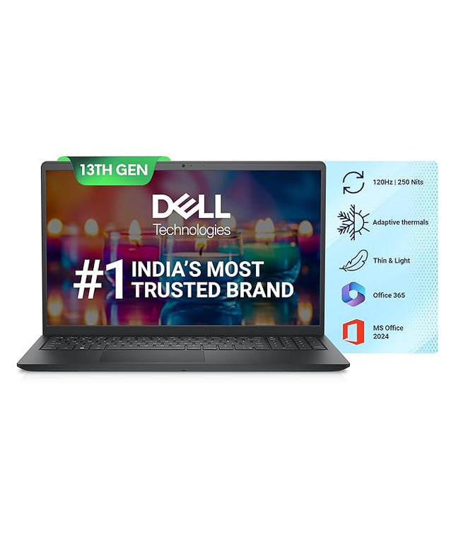 Dell DC 15250 Thin & Light Laptop, 13th Gen Intel Core i5-1334U Processor, 8GB, 512GB SSD, 15.6" (39.62cm) FHD Display, Standard Keyboard, Win 11+MSO'24 & 15 Month McAfee, Carbon Black, 1.62kg