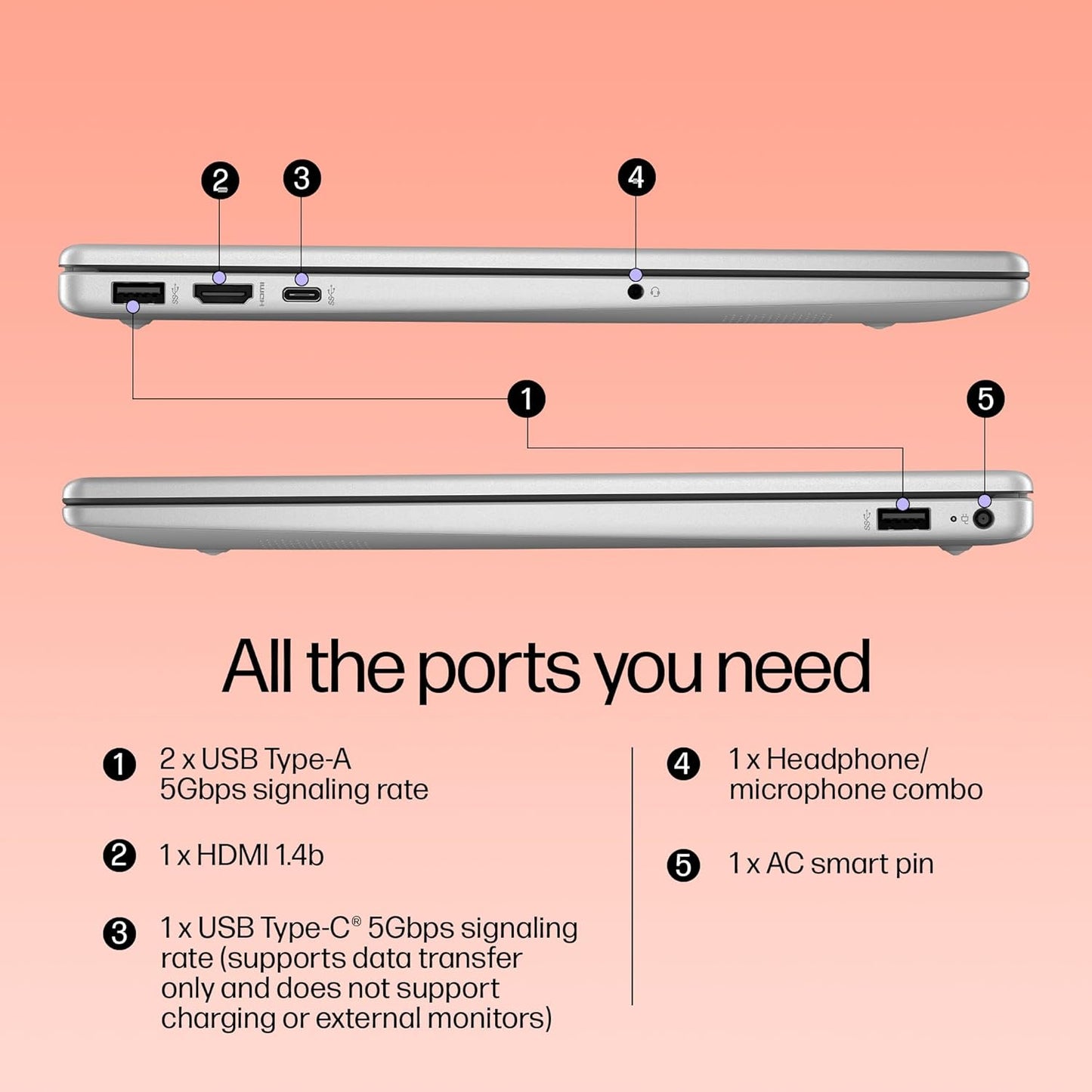Laptop HP 15-fd0467TU - i5-1334U | 16 GB Ram | 512 GB SSD |Win11+ MSO24 |Backlit KB | 15.6" FHD |Natural silver