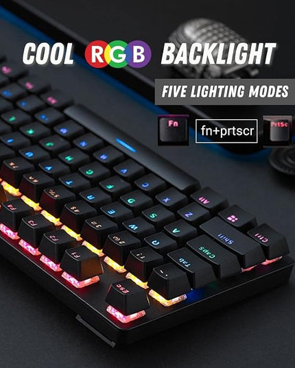 RAPOO V500 PRO Full Size RGB Mechanical USB-A Gaming Keyboard -Spill Resistant, Anti-Ghosting, Conflict Free Design, Compatible with Windows, macOS - Black