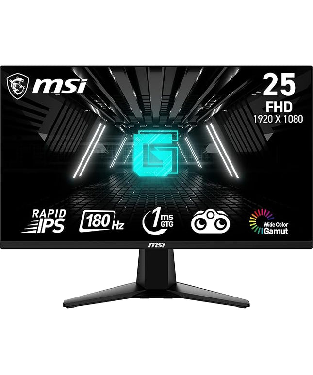 MSI G255F 24.5 Inch FHD Gaming Monitor - 1920 x 1080 Rapid IPS Panel, 180 Hz / 1ms (GtG), 99% sRGB Colour Gamut, Adaptive-Sync - DP 1.2a, HDMI 2.0b CEC