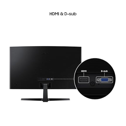 Samsung 27" (68.5cm) 100Hz Curved Monitor|1800R Curved Screen|100Hz|4ms|SRGB 95%|Ports-HDMI,D-Sub,Headphone|Game Mode|EyeSaver Mode|16.7M Color Support|Flicker Free|Off Timer Plus|LS27D368GAWXXL|Black