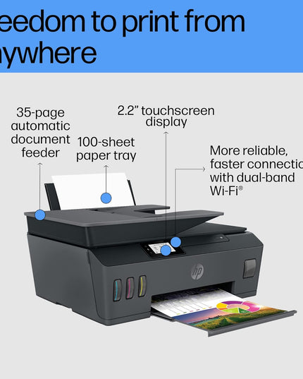 HP Smart Tank 530 All-in-one WiFi Colour Printer with ADF (Upto 18000 Black and 8000 Colour Pages Included in The Box). - Print, Scan & Copy for Office/Home