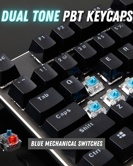 RAPOO V500 PRO Full Size RGB Mechanical USB-A Gaming Keyboard -Spill Resistant, Anti-Ghosting, Conflict Free Design, Compatible with Windows, macOS - Black