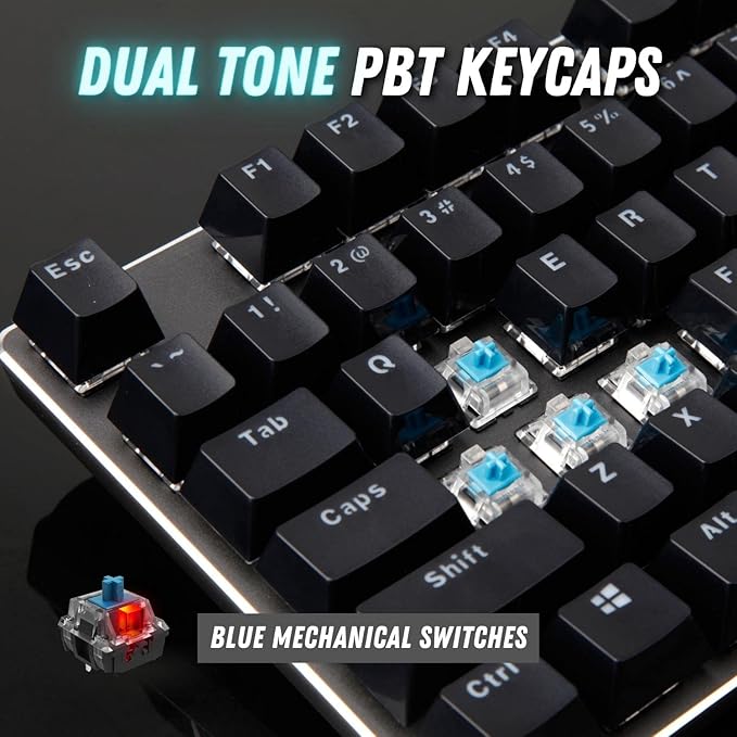 RAPOO V500 PRO Full Size RGB Mechanical USB-A Gaming Keyboard -Spill Resistant, Anti-Ghosting, Conflict Free Design, Compatible with Windows, macOS - Black