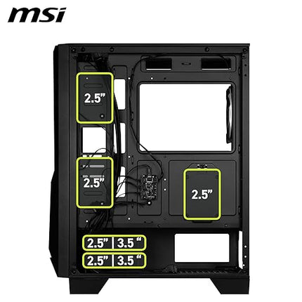 MSI MAG Forge 130A Airflow - Mid-Tower PC Case - High Airflow, ATX Capacity, 240 mm Radiator, Four Pre-Installed Auto-RGB Fans, Tempered Glass Side Panel - Black