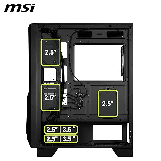 MSI MAG Forge 130A Airflow - Mid-Tower PC Case - High Airflow, ATX Capacity, 240 mm Radiator, Four Pre-Installed Auto-RGB Fans, Tempered Glass Side Panel - Black