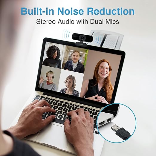 1080P Web Camera, HD Webcam with Microphone, Rapoo C260 USB Computer Camera, Built-in Dual Noise Reduction Mics, 95-degree Wide Angle, Plug and Play, for Zoom/Skype/Teams, Conferencing and Video Calls