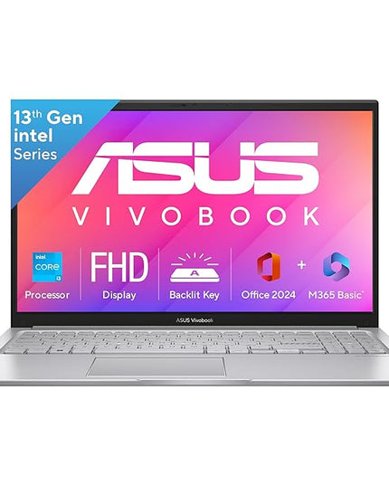 ASUS Vivobook 15, 13th Gen, Intel Core i3-1315U, 16GB RAM, 512GB SSD, FHD, Anti-Glare, 15.6", 39.6 cm, Windows 11 Home, M365 Basic(1yr)* Office24, Cool Silver, 1.70 kg, X1504VA-BQ341WS, Laptop