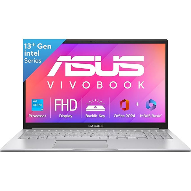 ASUS Vivobook 15, 13th Gen, Intel Core i3-1315U, 16GB RAM, 512GB SSD, FHD, Anti-Glare, 15.6", 39.6 cm, Windows 11 Home, M365 Basic(1yr)* Office24, Cool Silver, 1.70 kg, X1504VA-BQ341WS, Laptop