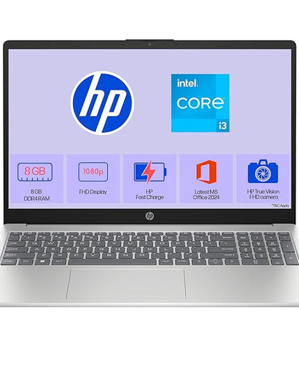 HP 15, 13th Gen Intel Core i3-1315U (8GB DDR4, 512GB SSD), FHD, Micro -Edge, Anti-Glare, 15.6''/39.6cm, Win11, M365* Office24, Silver, 1.59kg, fd0624tu, FHD Camera, UHD Graphics Laptop