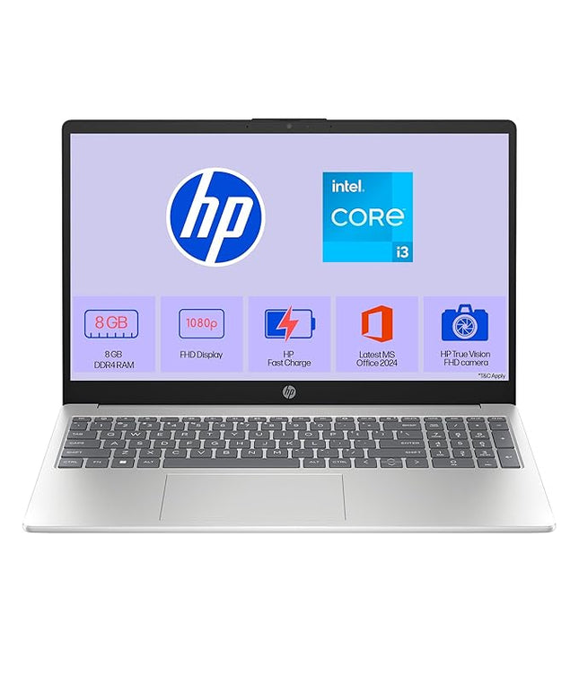 HP 15, 13th Gen Intel Core i3-1315U (8GB DDR4, 512GB SSD), FHD, Micro -Edge, Anti-Glare, 15.6''/39.6cm, Win11, M365* Office24, Silver, 1.59kg, fd0624tu, FHD Camera, UHD Graphics Laptop