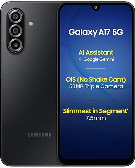 Samsung Galaxy A17 5G (Black, 8GB RAM, 128GB Storage) | 50 MP No Shake Camera | Gemini Live | Circle to Search | Super AMOLED | Corning Gorilla Glass Victus | 7.5mm Sleek | AI