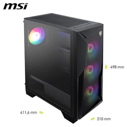 MSI MAG Forge 130A Airflow - Mid-Tower PC Case - High Airflow, ATX Capacity, 240 mm Radiator, Four Pre-Installed Auto-RGB Fans, Tempered Glass Side Panel - Black