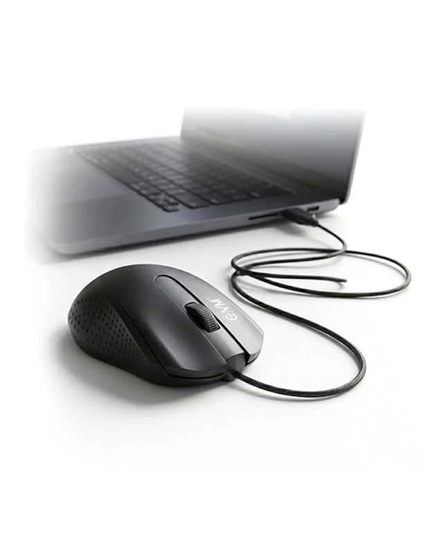 EVM Wired Office Mouse USB | 1000 DPI Optical Mouse | Ergonomic Anti-Slip Computer Mouse for Laptop PC | Smooth Tracking | Plug & Play | 1 Year Warranty (M081)