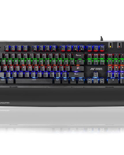 Ant Esports MK3500 Mechanical Gaming Keyboard, Red Linear Switches, RGB Rainbow Backlit, 26 Anti Ghosting keys, Removable Wrist Rest,Square Keycaps, Full Size Wired Keyboard for Windows/Mac/PC – Black