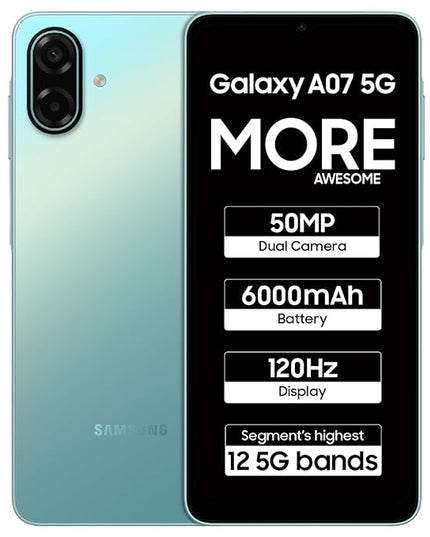 Samsung Galaxy A07 5G Smartphone (Light Violet, 4GB RAM, 128GB Storage) | 120Hz Refresh Rate | Massive 6000mAh Battery | 50MP True Dual Camera | 6 Gen OS Upgrades | Knox Vault