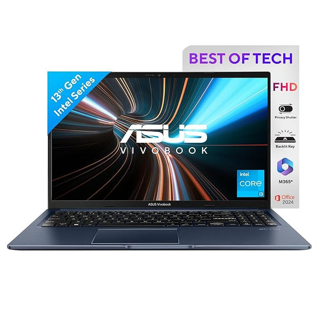 ASUS Vivobook 15, Intel Core i3 13th Gen 1315U, 8GB RAM, 512GB SSD, FHD 15.6", Windows 11, Office Home 2024, Quiet Blue, 1.7Kg, X1504VA-NJ3321WS, Intel UHD iGPU, M365 Basic (1Year)* Laptop