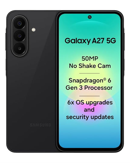 Samsung Galaxy A27 5G (Black, 8GB RAM, 128GB Storage) | 50MP No Shake Triple Camera | Snapdragon 4nm Processor | LPDDR5x | UFS 3.1 Storage | 6 Gen OS Upgrades | Super AMOLED Display