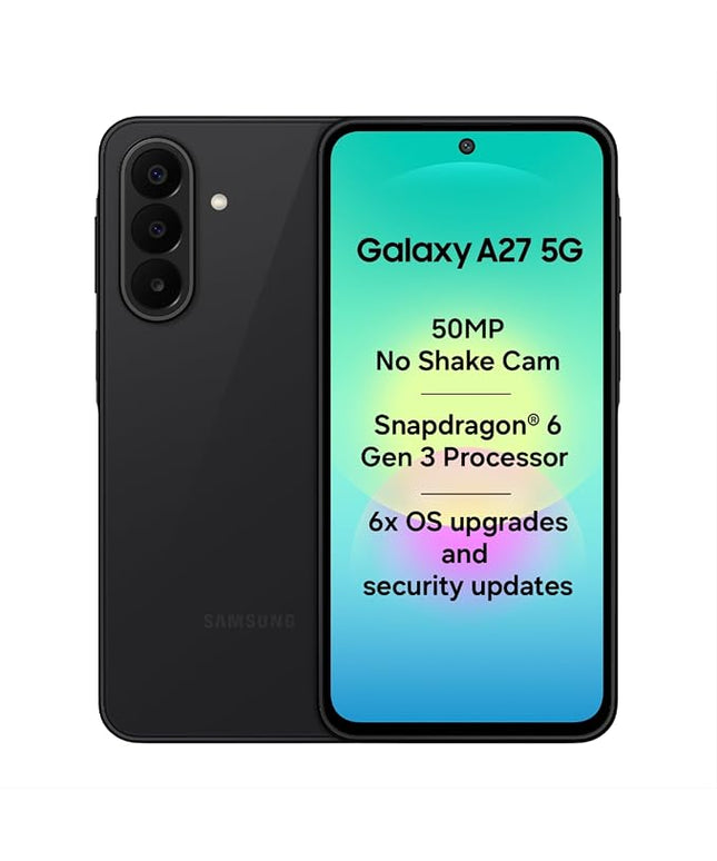 Samsung Galaxy A27 5G (Black, 8GB RAM, 128GB Storage) | 50MP No Shake Triple Camera | Snapdragon 4nm Processor | LPDDR5x | UFS 3.1 Storage | 6 Gen OS Upgrades | Super AMOLED Display