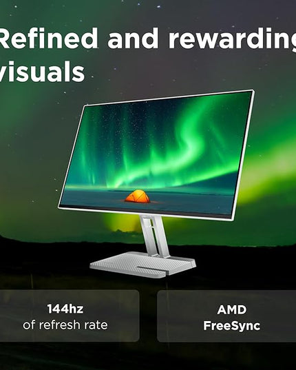 Lenovo L24-4C| 24 Inch (60.96cm) Ultraslim PC Monitor, IPS, FHD 1920x1080, 144Hz, 99% sRGB, 1ms, 2x3W Speakers, HDMI, Display Port, Audio Out Port, AMD FreeSync,Eyesafe, Bezel-Less, VESA Mount, Grey