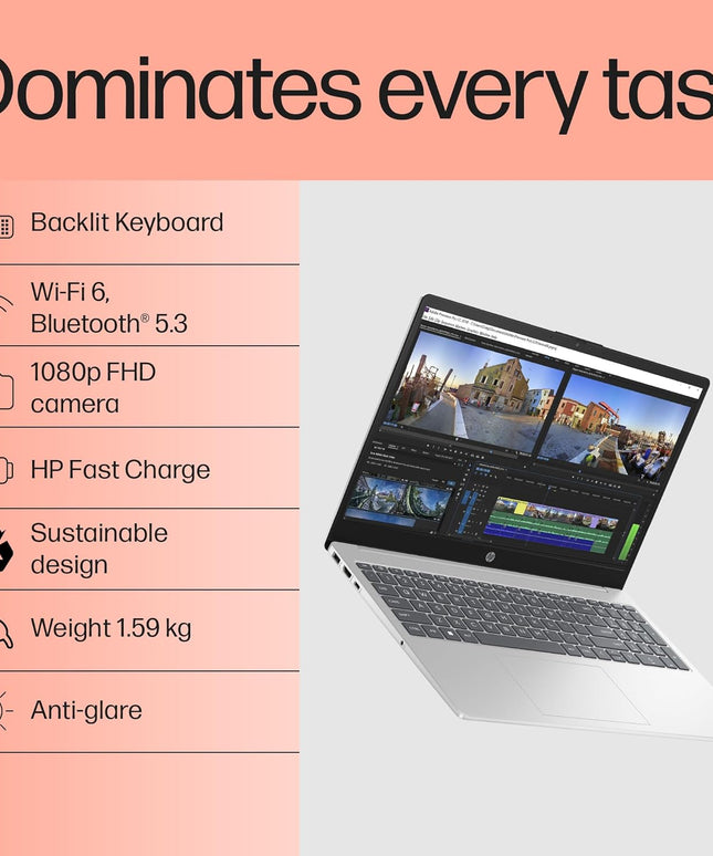 Laptop HP 15-fd0467TU - i5-1334U | 16 GB Ram | 512 GB SSD |Win11+ MSO24 |Backlit KB | 15.6" FHD |Natural silver