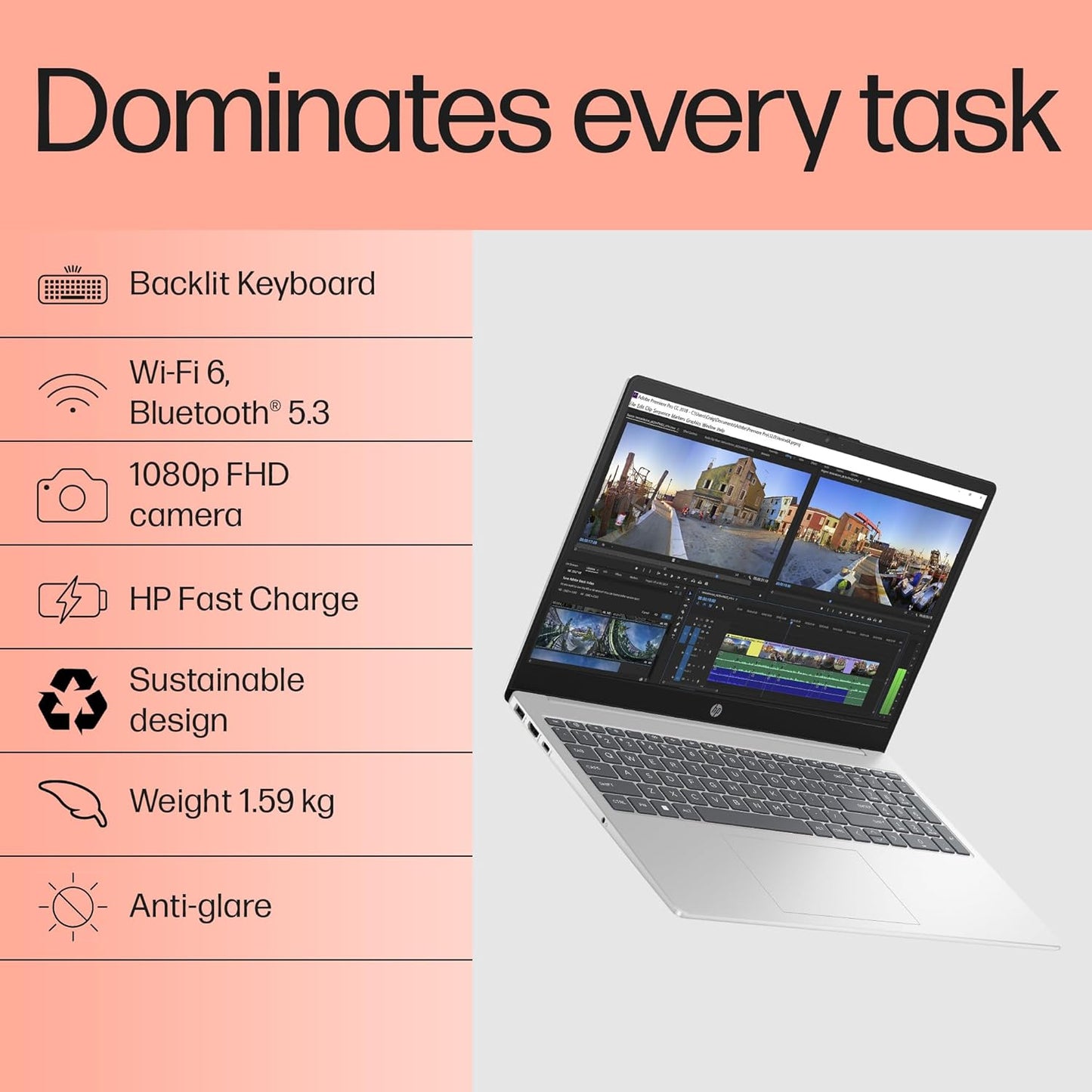 Laptop HP 15-fd0467TU - i5-1334U | 16 GB Ram | 512 GB SSD |Win11+ MSO24 |Backlit KB | 15.6" FHD |Natural silver