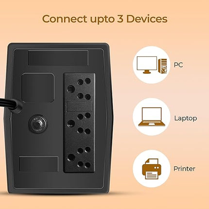 Foxin 1000VA UPS - Uninterrupted Power Supply with Overload Protection, Auto Restart, Generator Compatible, Cold Start & AVR | Ideal for Home PC, Gaming Computer, Laptop | BIS Certified