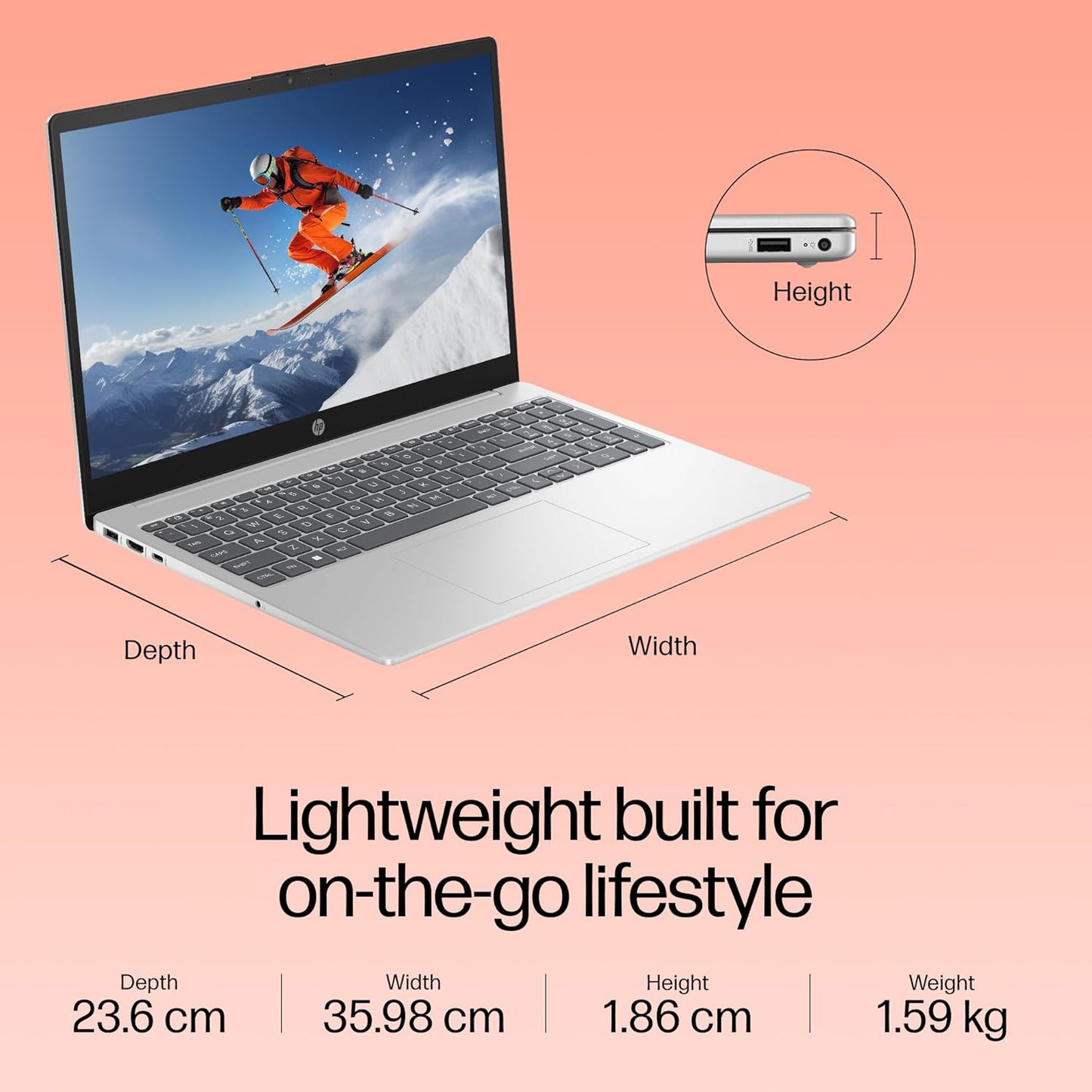 Laptop HP 15-fd0467TU - i5-1334U | 16 GB Ram | 512 GB SSD |Win11+ MSO24 |Backlit KB | 15.6" FHD |Natural silver