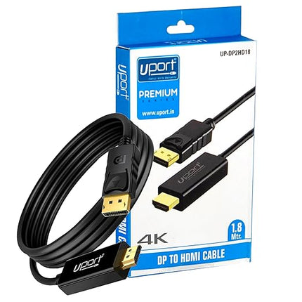 1.8 Meter DisplayPort to HDMI Cable, 4K@30HZ Uni-Directional DP to HDMI Audio/Video Display Cable, Support Multi-Screen - Black