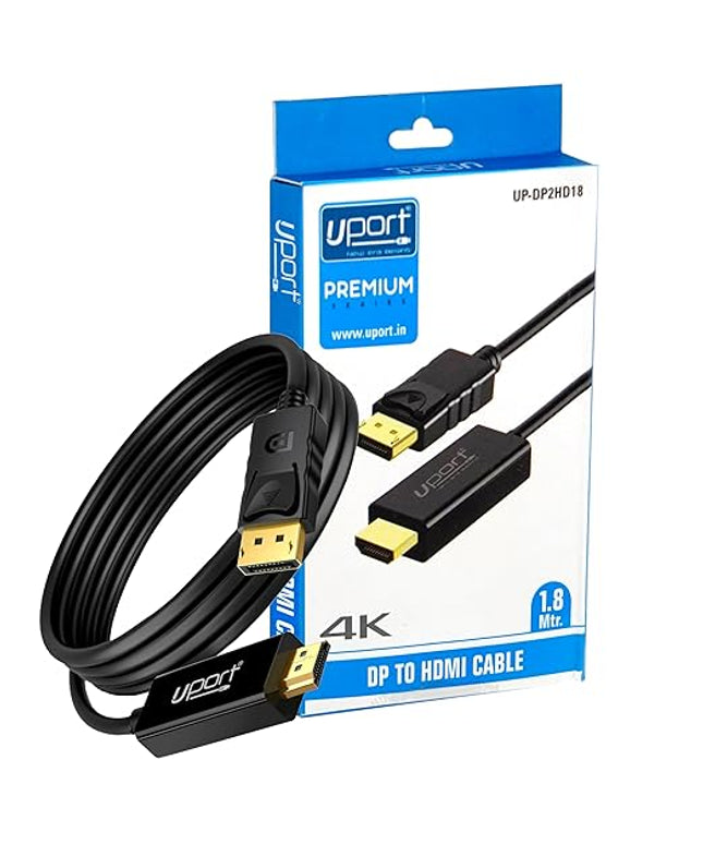 1.8 Meter DisplayPort to HDMI Cable, 4K@30HZ Uni-Directional DP to HDMI Audio/Video Display Cable, Support Multi-Screen - Black