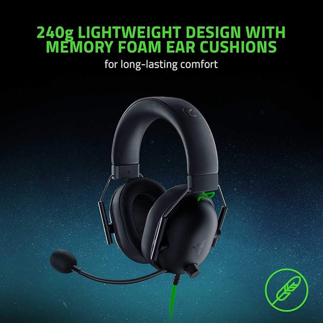 Razer BlackShark V2 X Wired Gaming On Ear Headset - Black|7.1 Surround Sound-50mm Drivers-Memory Foam Cushion-for PC,PS4,PS5,Switch,Xbox One,Xbox Series X|S,Mobile-3.5mm Audio Jack-RZ04-03240100-R3M1