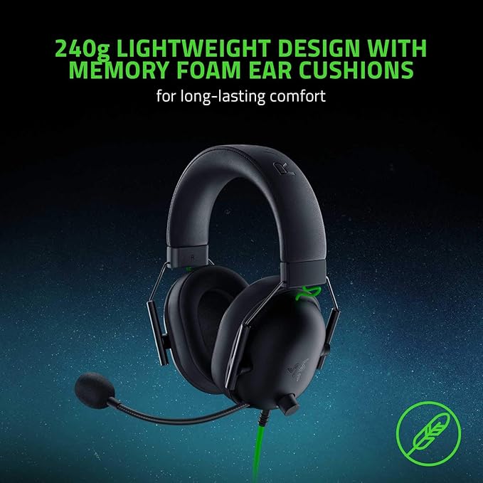 Razer BlackShark V2 X Wired Gaming On Ear Headset - Black|7.1 Surround Sound-50mm Drivers-Memory Foam Cushion-for PC,PS4,PS5,Switch,Xbox One,Xbox Series X|S,Mobile-3.5mm Audio Jack-RZ04-03240100-R3M1