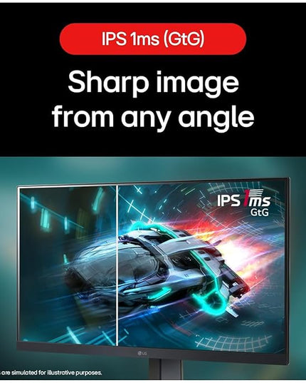 LG Ultragear 24GS65F IPS Full HD Gaming Monitor, 24 Inch, 1920 X 1080, 1ms, 180Hz, HDR 10, NVIDIA G-Sync Compatible, AMD FreeSync, Height/Pivot/Tilt Adjustable Stand, Borderless Design, DP, HDMI